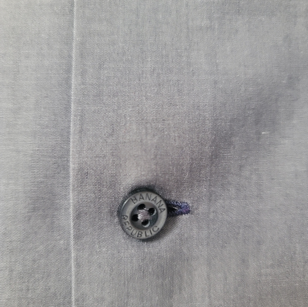 Banana Republic Poplin Dress Shirt Slim Fit, Gray, Size L (16 -16 1/2) - Picture 6 of 7